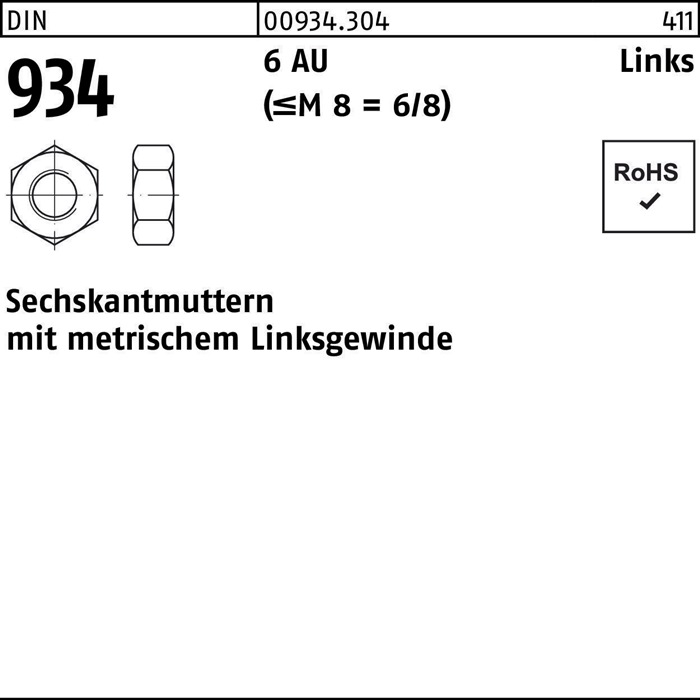 Sechskantmutter DIN 934 links