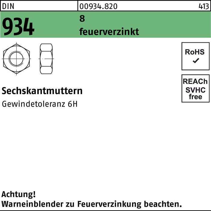 Sechskantmutter DIN 934