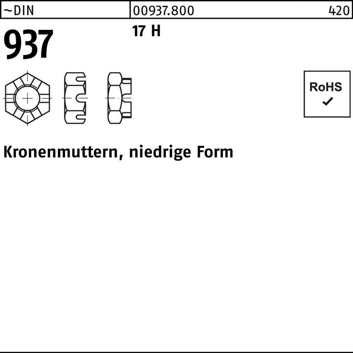 Kronenmutter DIN 937 niedrige Form