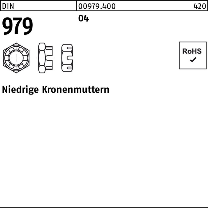 Kronenmutter DIN 979 niedrig
