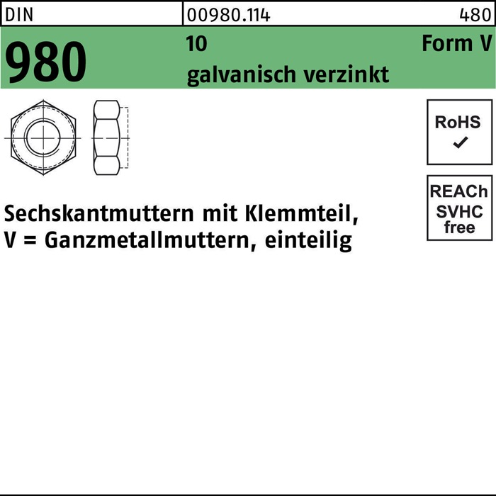 Sechskantmutter DIN 980 m.Klemmteil