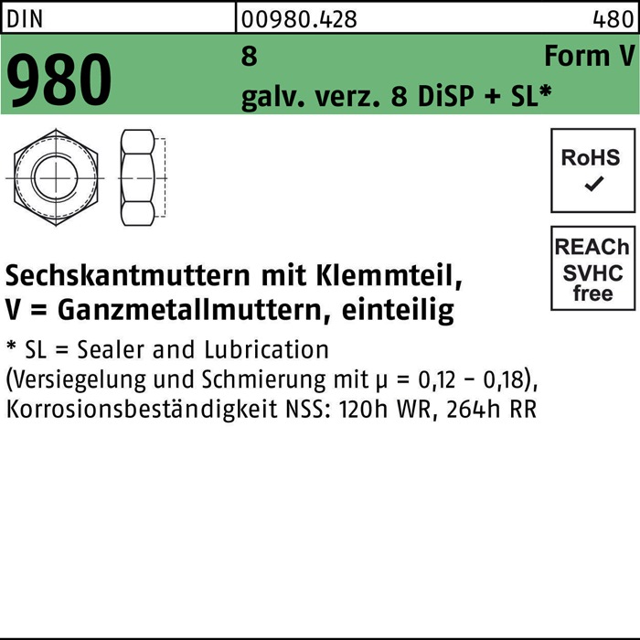 Sechskantmutter DIN 980 m.Klemmteil