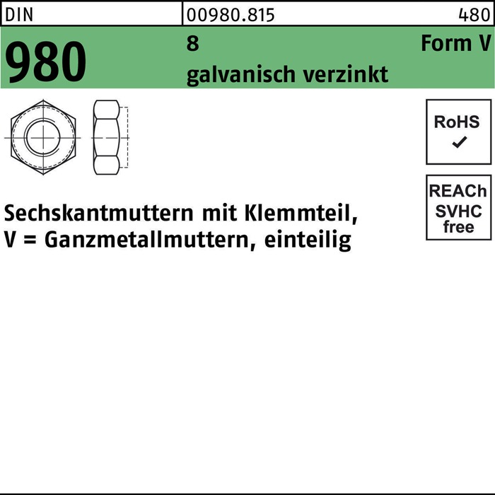 Sechskantmutter DIN 980 m.Klemmteil