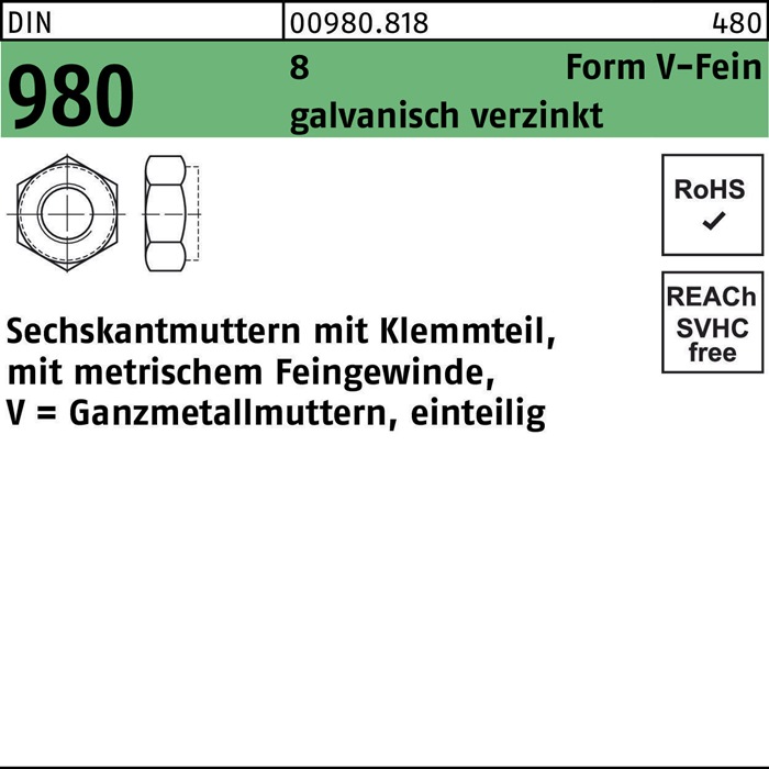 Sechskantmutter DIN 980 m.Klemmteil