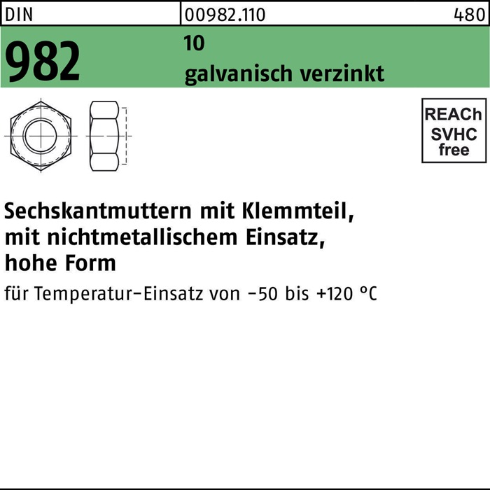 Sechskantmutter DIN 982 m.Klemmteil