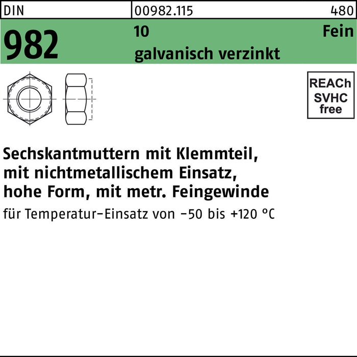 Sechskantmutter DIN 982 m.Klemmteil