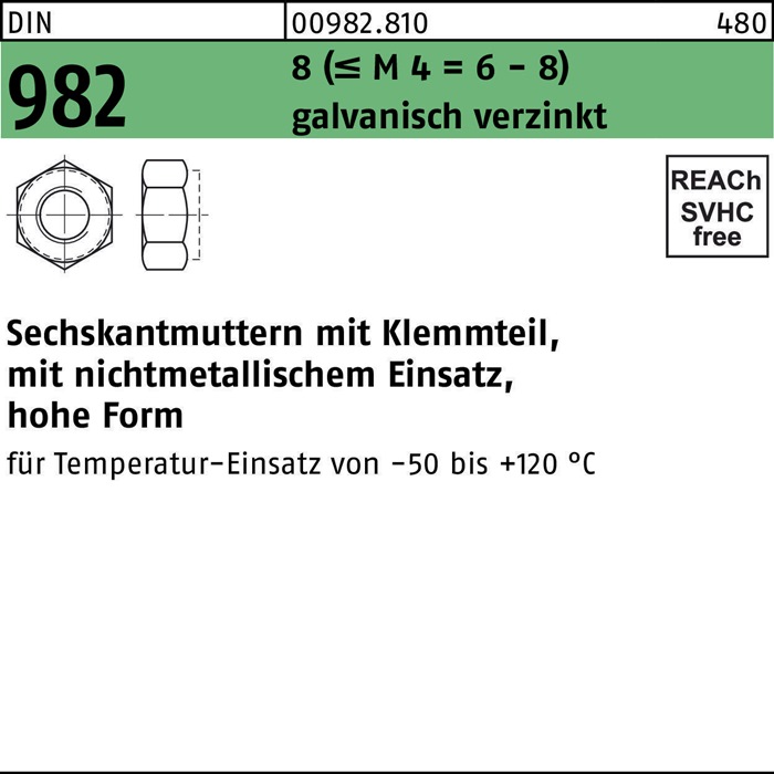 Sechskantmutter DIN 982 m.Klemmteil