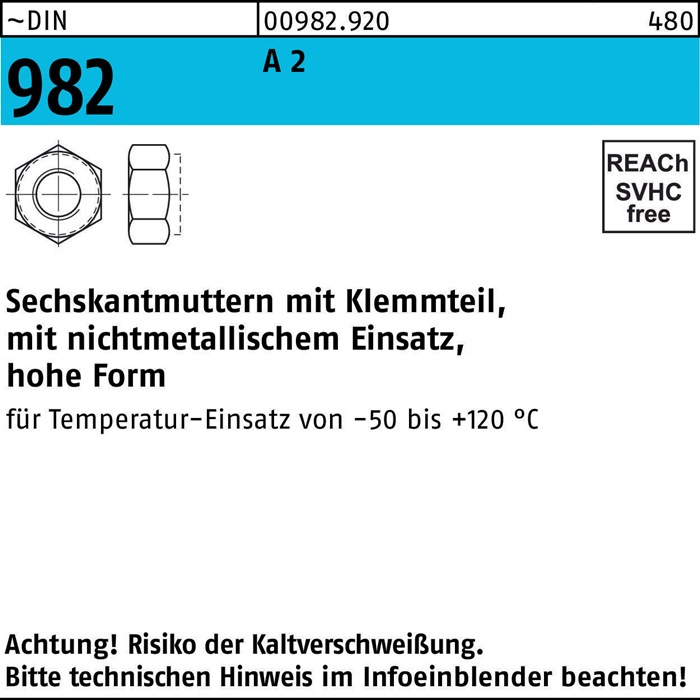 Sechskantmutter DIN 982 m.Klemmteil