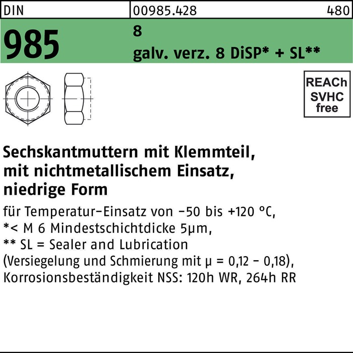 Sechskantmutter DIN 985 m.Klemmteil