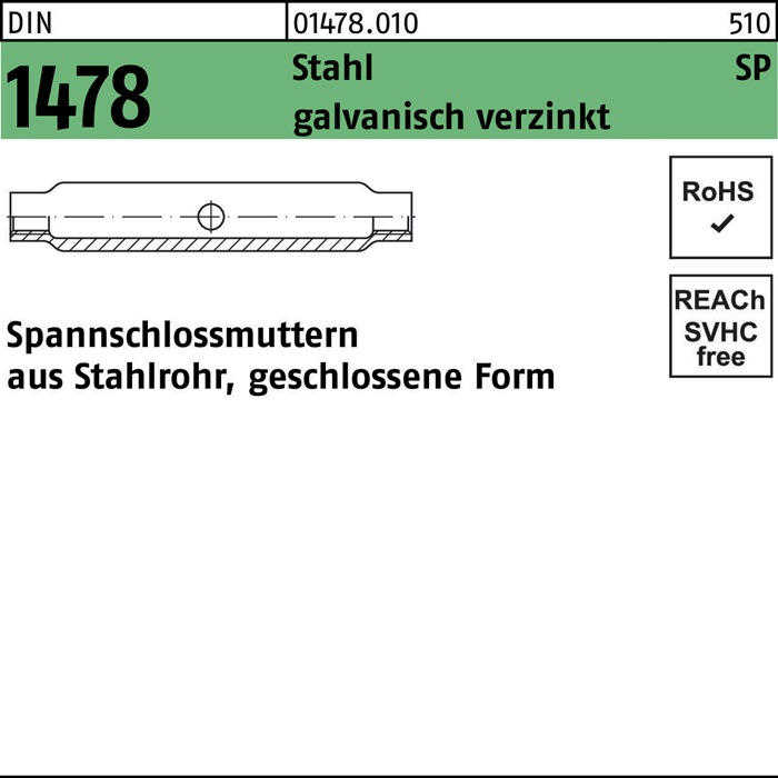 Spannschlossmutter DIN 1478 geschlossen