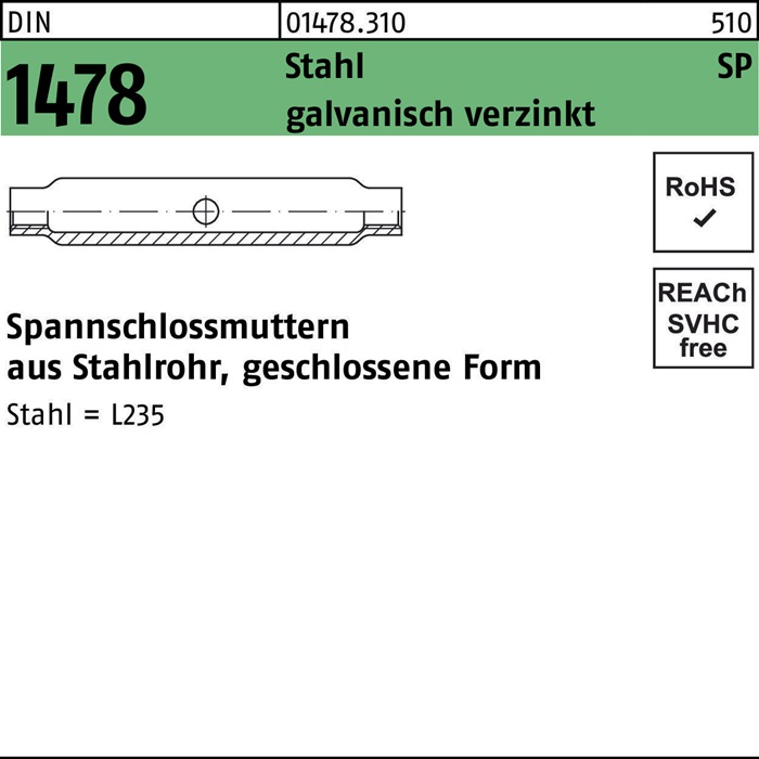 Spannschlossmutter DIN 1478 ÜZ geschlossen