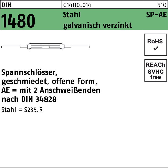 Spannschloss DIN 1480 offen m.2Anschweißenden