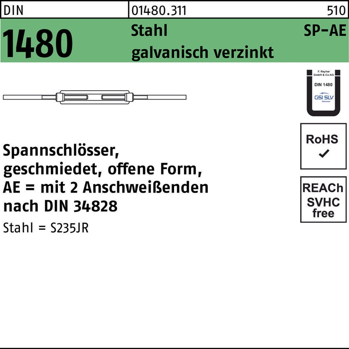 Spannschloss DIN 1480 offen m.2Anschweißenden