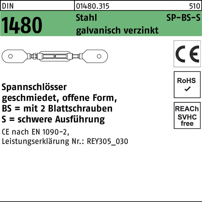 Spannschloss DIN 1480 offen m.2Blattschrauben