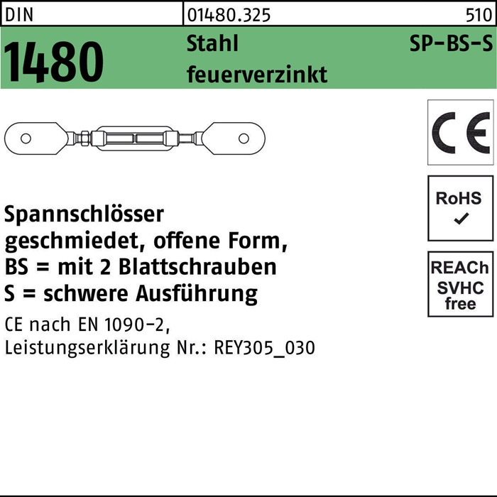 Spannschloss DIN 1480 offen m.2Blattschrauben