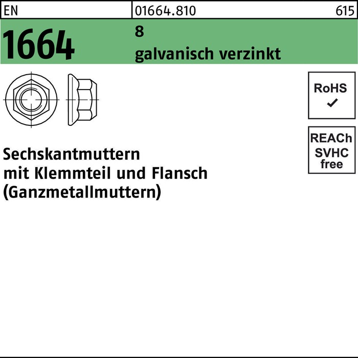 Sechskantmutter EN 1664 m.Klemmteil/Flansch