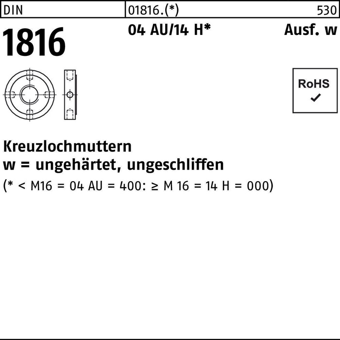 Kreuzlochmutter DIN 1816