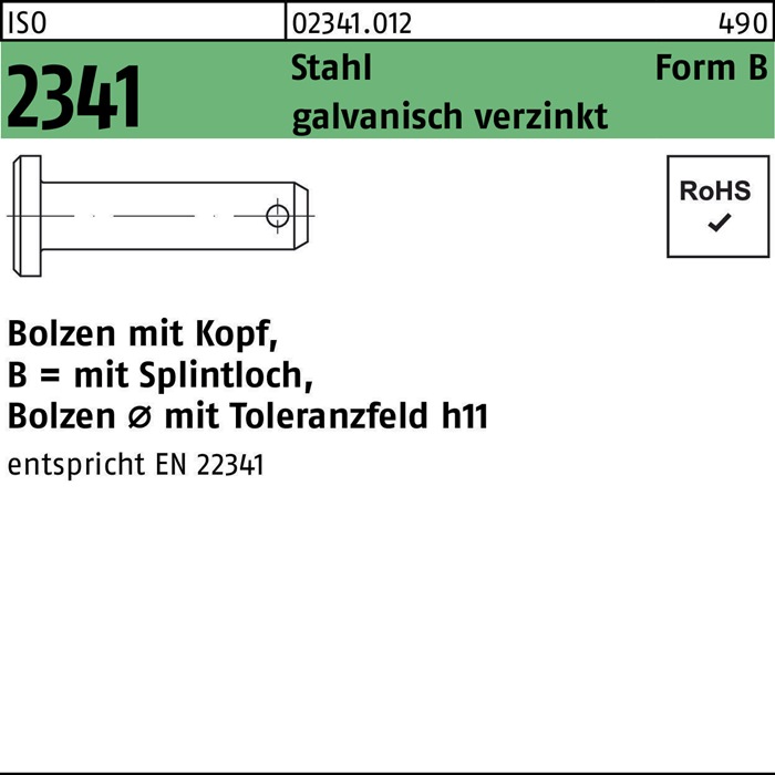 Bolzen ISO 2341 m.Kopf/Splintloch