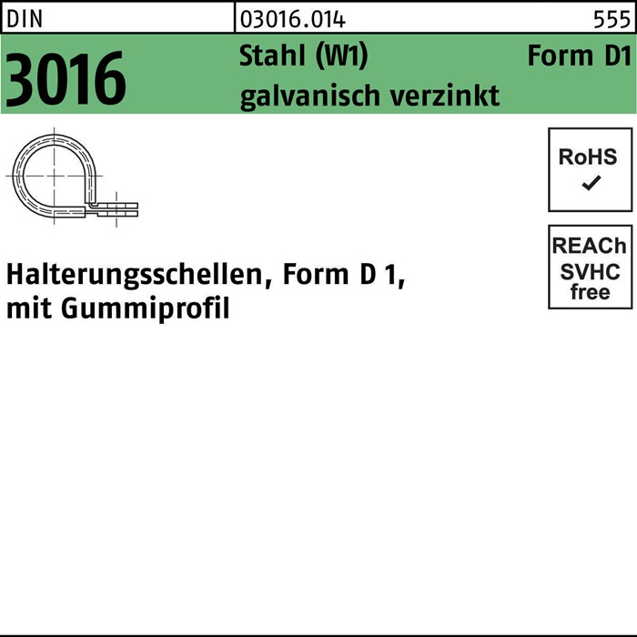 Schelle DIN 3016 m.Gummiprofil