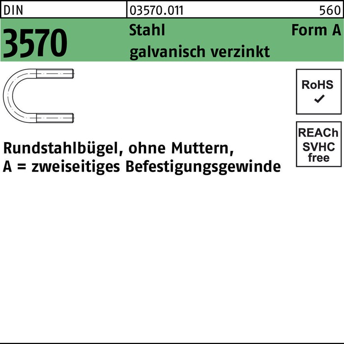 Rundstahlbügel DIN 3570 o.Mutter