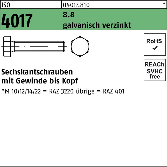 BUFAB Sechskantschraube ISO 4017 VG