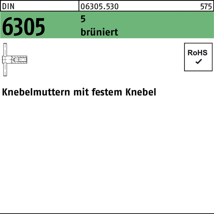 Knebelmutter DIN 6305 m.festem Knebel