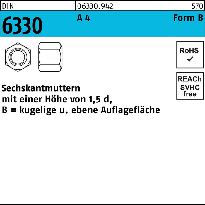 Sechskantmutter DIN 6330 Form B