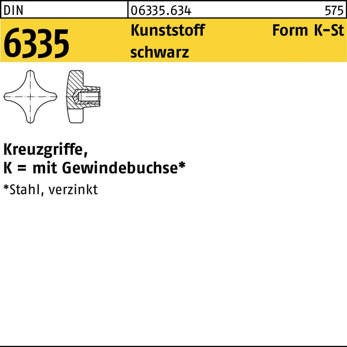 Kreuzgriff DIN 6335 m.Gewindedurchloch