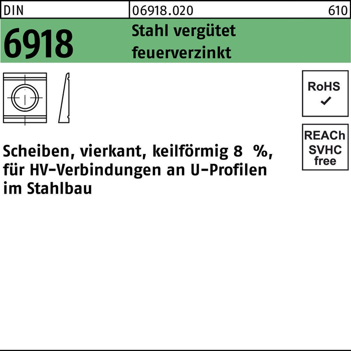 Unterlegscheibe DIN 6918 ÜH vierkant keilförmig