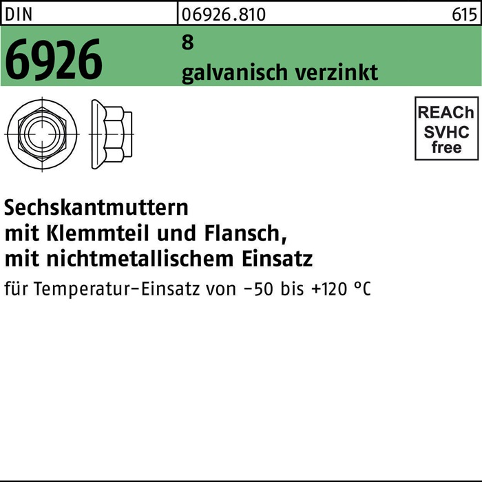 Sechskantmutter DIN 6926 m.Klemmteil/Flansch