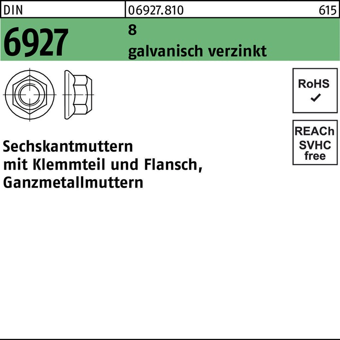 Sechskantmutter DIN 6927 m.Klemmteil/Flansch