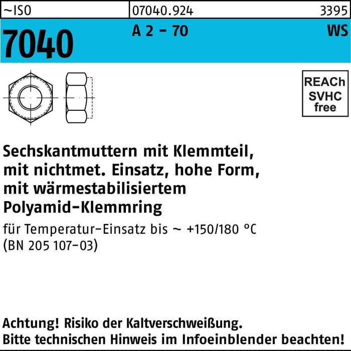 Sechskantmutter ISO 7040 m.Klemmteil