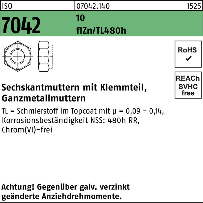 Sechskantmutter ISO 7042 m.Klemmteil
