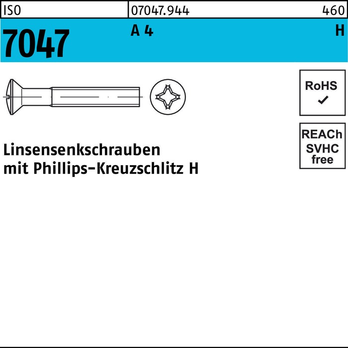 Linsensenkschraube ISO 7047 m.Kreuzschlitz-PH