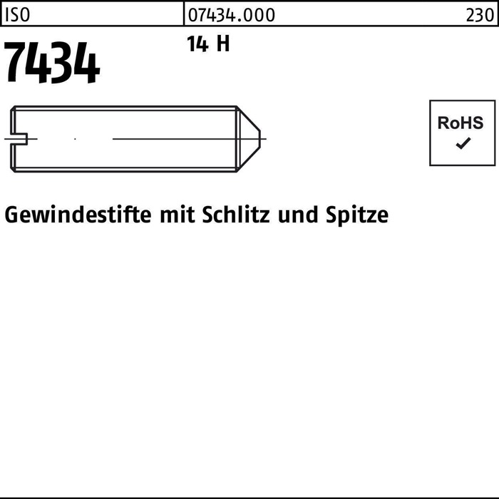 Gewindestift ISO 7434 m.Spitze/Schlitz
