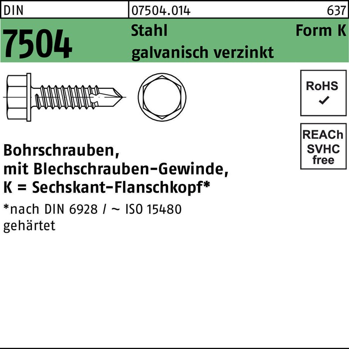 Bohrschraube DIN 7504 m.6-kant-Flanschkopf