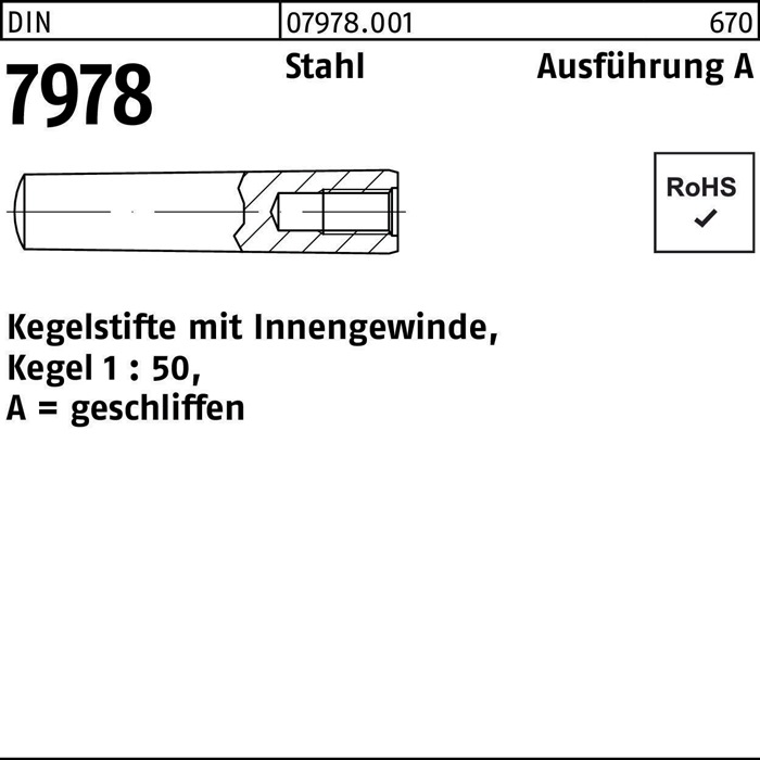 Kegelstift DIN 7978/ISO 8736 m.Innengewinde