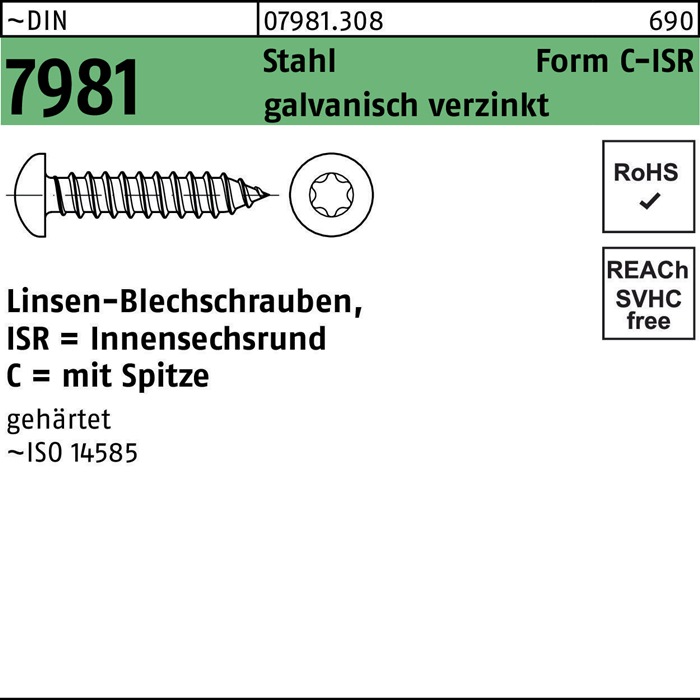 Blechschraube DIN 7981 LIKO m.Innensechsrund