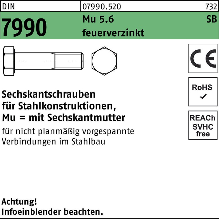 Sechskantschraube DIN 7990 CE m.Sechskantmutter