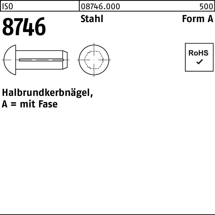 Halbrundkerbnagel ISO 8746 m.Fase