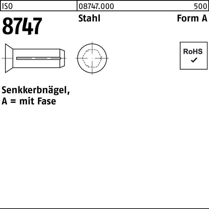 Senkkerbnagel ISO 8747 m.Fase