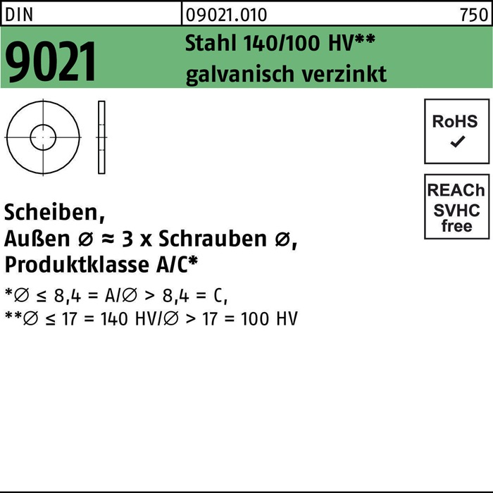 [009021001000260000] Unterlegscheibe DIN 9021 (5 mm, 26 mm, 72 mm)