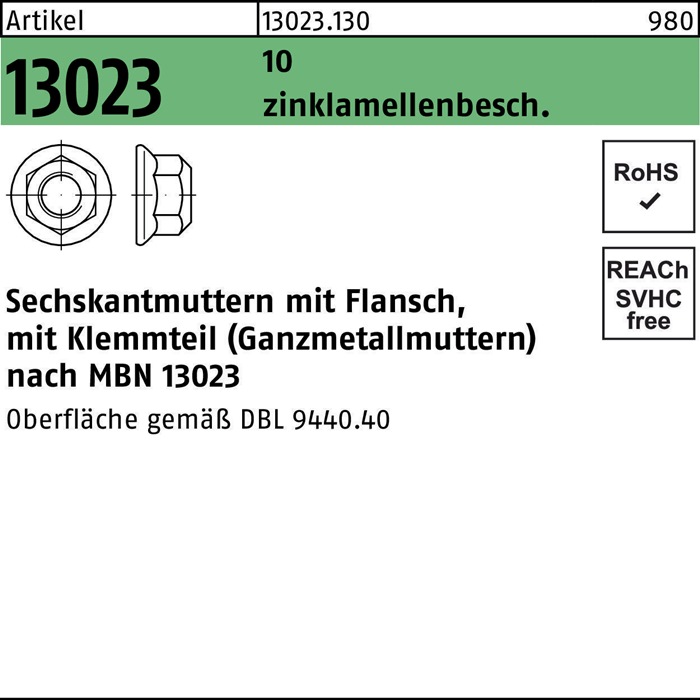Sechskantmutter R 13023 m.Flansch