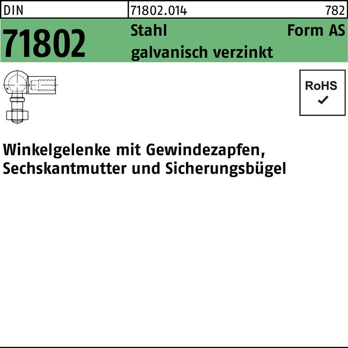 Winkelgelenke DIN 71802 m.Gewindezapfen