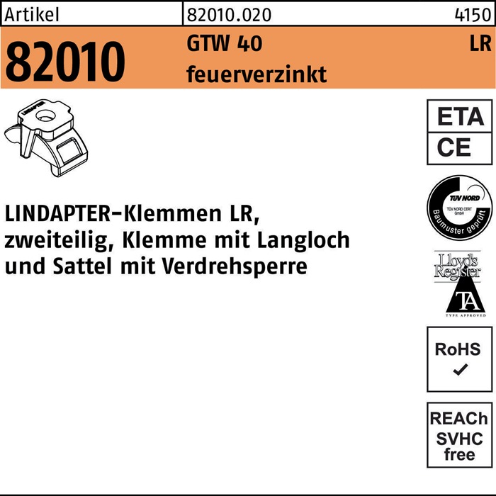 LINDAPTER Klemme R 82010 GTW 40 LR