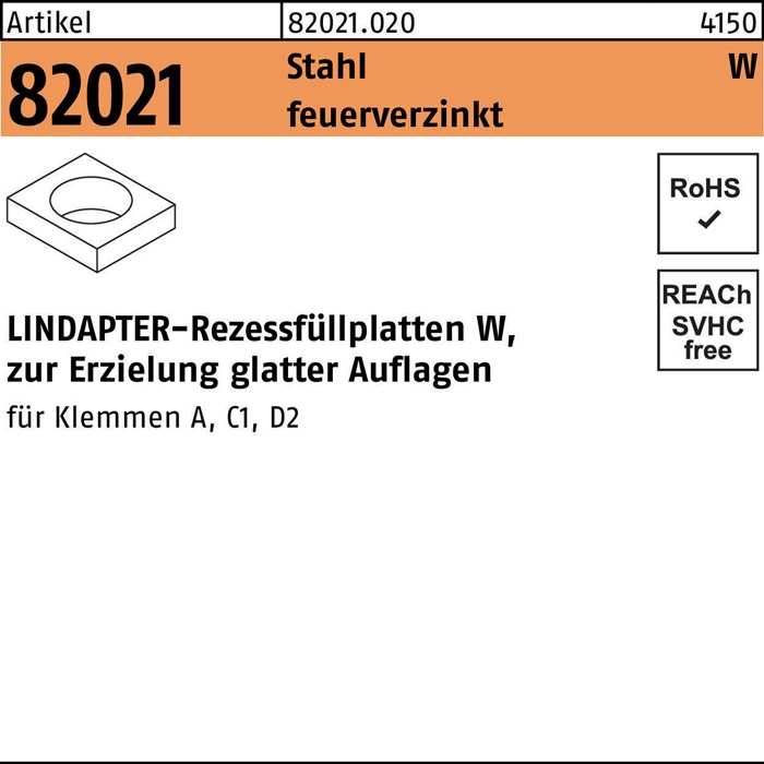 LINDAPTER Rezessfüllplatte R 82021 Form W