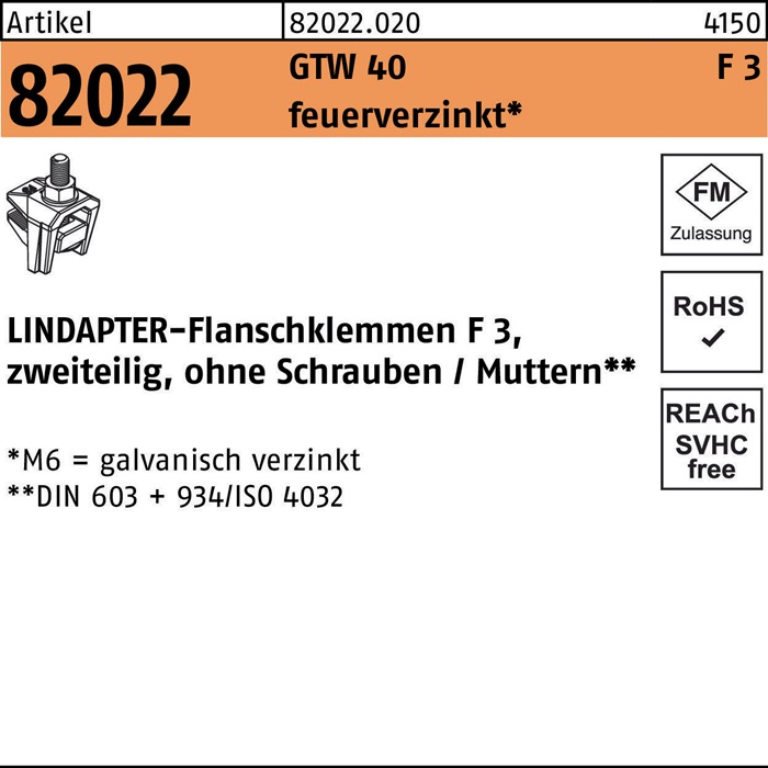 LINDAPTER Flanschklemme R 82022 GTW 40 F 3
