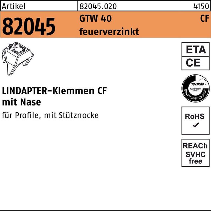 LINDAPTER Klemme R 82045 GTW 40 CF