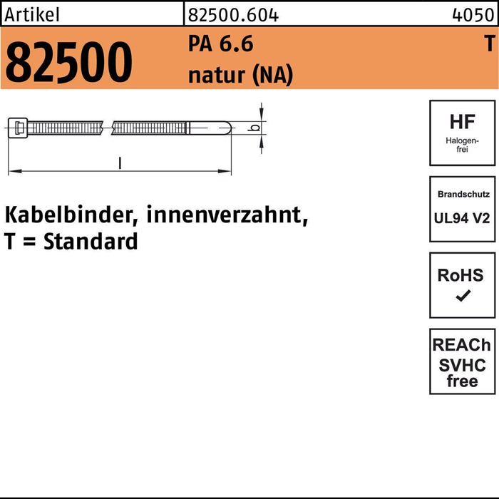 HELLERMANNTYTON Kabelbinder R 82500 innenverzahnt