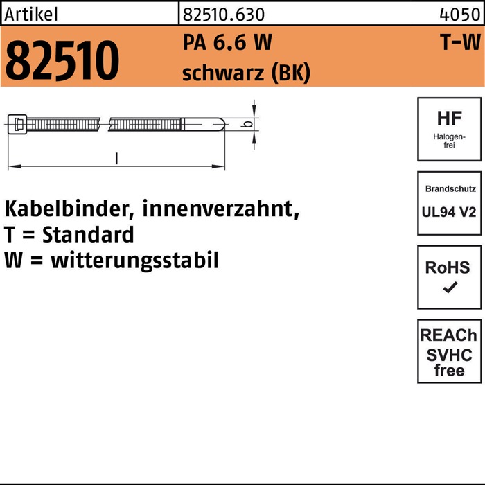 HELLERMANNTYTON Kabelbinder R 82510 innenverzahnt